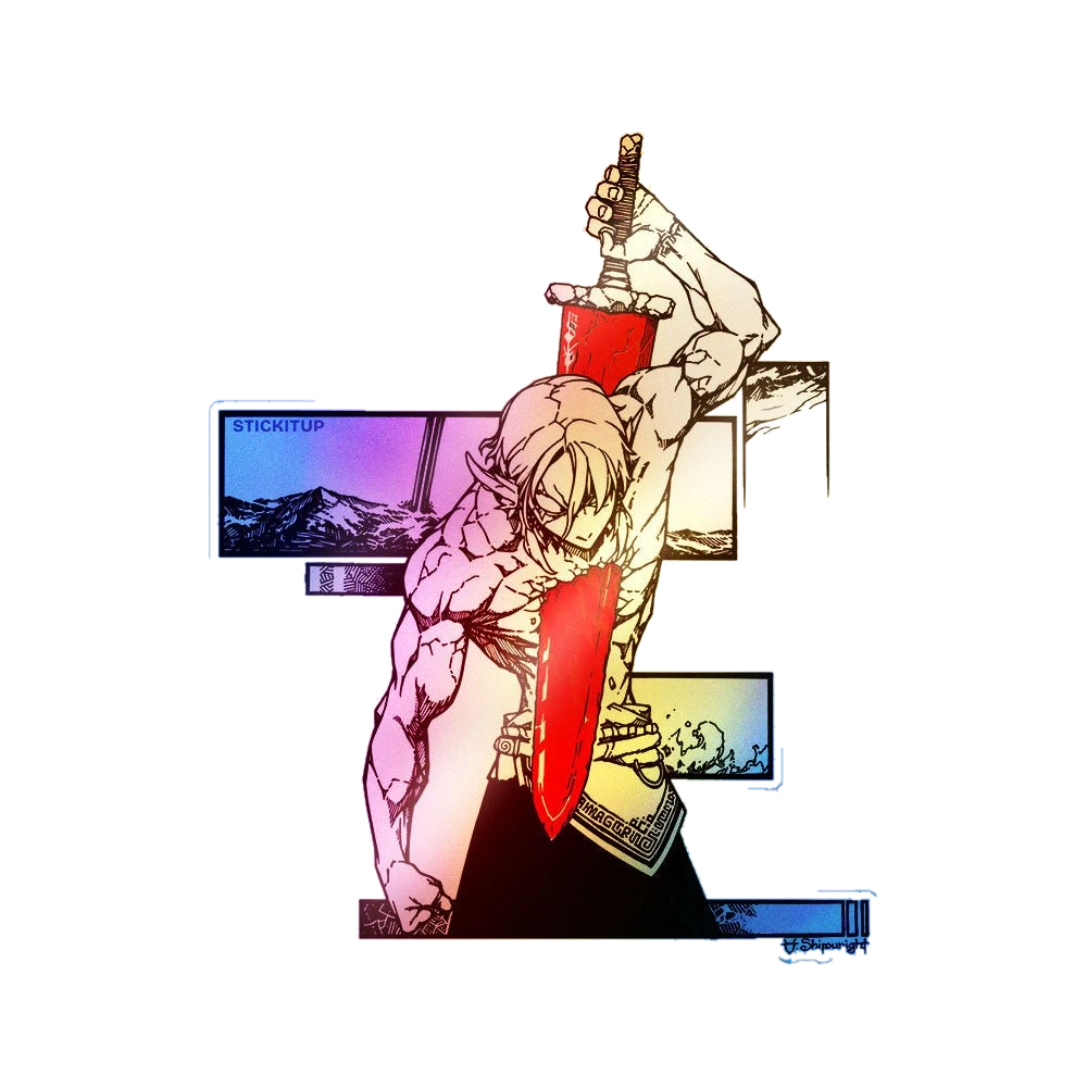 Red Armored Figure Holographic Stickers